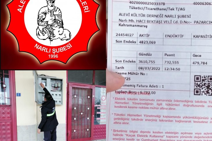 Alevi Kültür Dernekleri Narlı Cemevi Elektriği  Kesilmiştir..