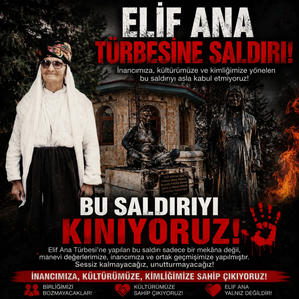 PAZARCIK’TA ELİF ANA TÜRBESİ’NE ÇİRKİN SALDIRI